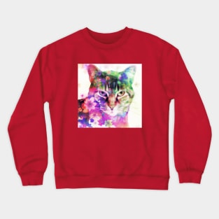 Kitty Cat Surrounded by Flowers Crewneck Sweatshirt